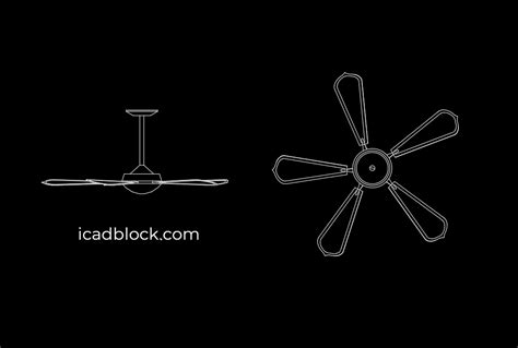 Ceiling fan in AutoCAD, 5 blades - iCADBLOCK