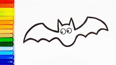 How to Draw Halloween Bat Easy | Simple Drawing Ideas and Coloring Pages for Kids - YouTube