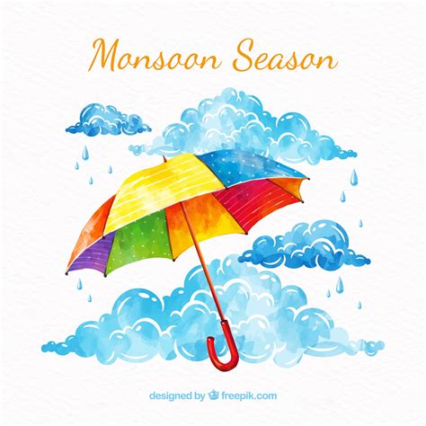 Premium Vector | Monsoon background with umbrella