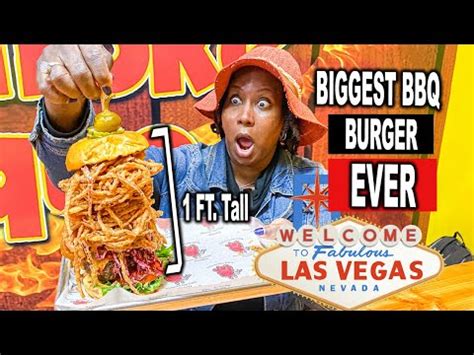 Best ALL YOU CAN EAT BBQ in Las Vegas + HUMONGOUS BBQ Burger! Rollin Smoke