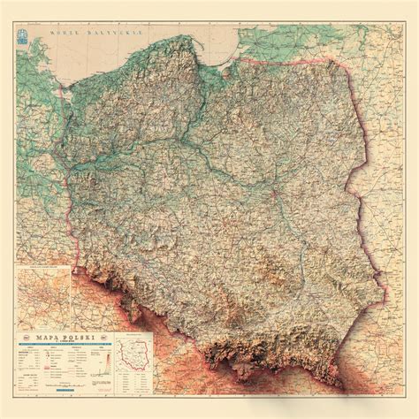 Poland Map Poland 2D Relief Map Poland Vintage Map Poland - Etsy