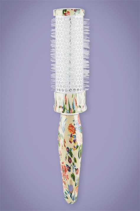 Round Floral Blow Dry Hair Brush in Ivory