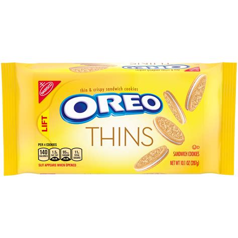 OREO Thins Golden Sandwich Cookies, Vanilla Flavor, 1 Resealable 10.1 ...