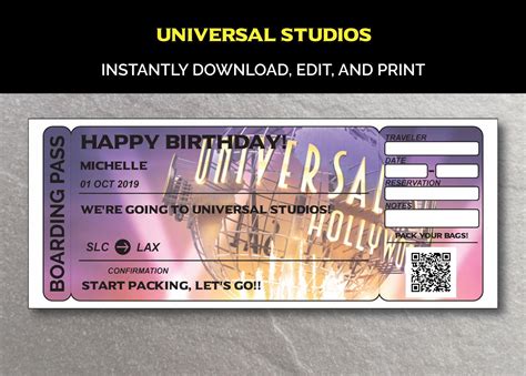 Free Printable Universal Studios Tickets - Printable Word Searches