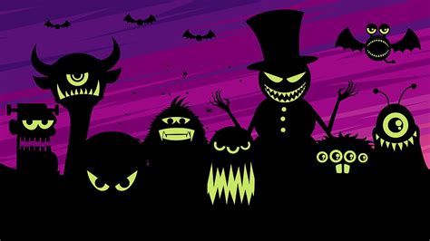 Monsters Background Motion Background, Cartoon Halloween Monsters HD ...