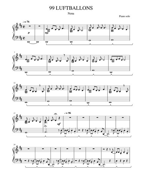 Nena - 99 Luftballons Sheet music for Synthesizer (Solo) | Musescore.com