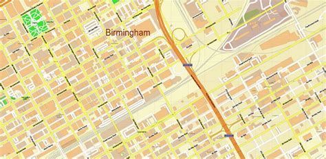 Birmingham University Alabama US Map Vector Extra High Detailed Street Map editable Adobe ...