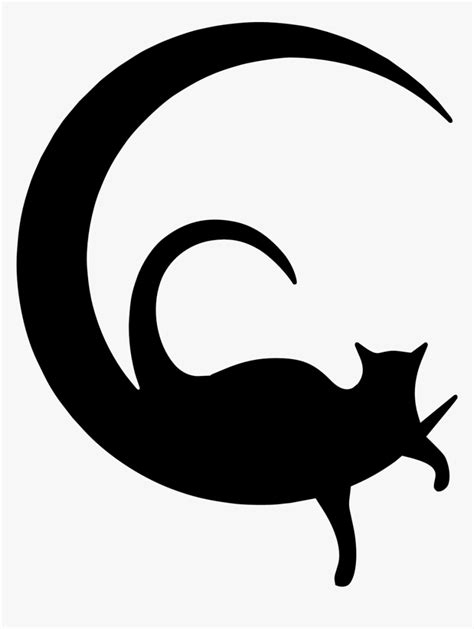 Cat And Moon Silhouette Logo Png, Transparent Png - kindpng