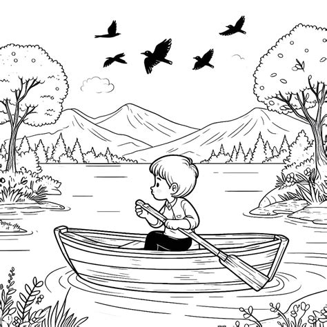 Little Boy Rowing coloring page - Download, Print or Color Online for Free