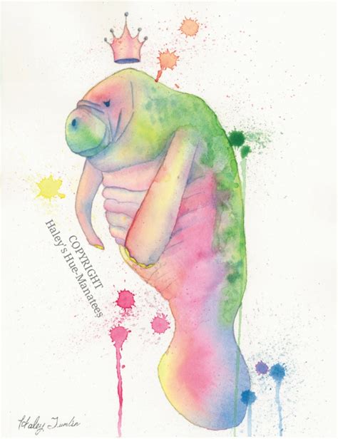 Hue-manatee Manatee Sea Creature Ocean Rainbow Prism Hue Color Colorful ...