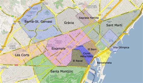 Barcelona suburbs mapa - Mapa ng barcelona suburbs (Catalonia, Espanya)