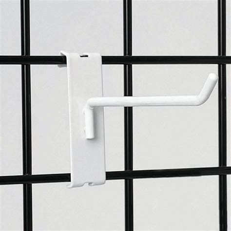 4" White Grid Wall Hooks