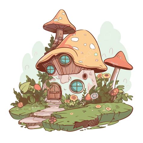 Cottagecore Clipart Mushroom House Cartoon Style Illustration Vector, Cottagecore, Clipart ...