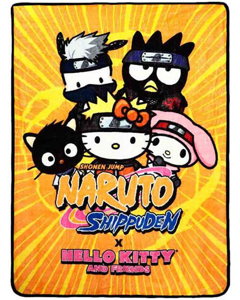 Buy Merchandise Naruto x Sanrio Kawaii Character Mashup Digital Fleece Throw | eStarland.com