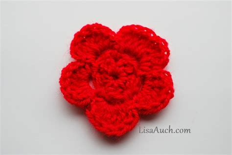 Free Crochet Flower Pattern (AN easy 5 petal crochet Flower) - LisaAuch Crochet