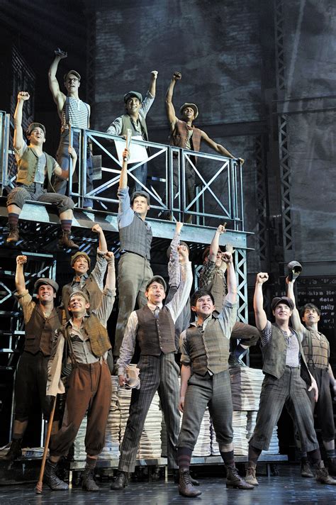 Jeremy Jordan (center) and the cast of NEWSIES. Photo by Deen van Meer ...