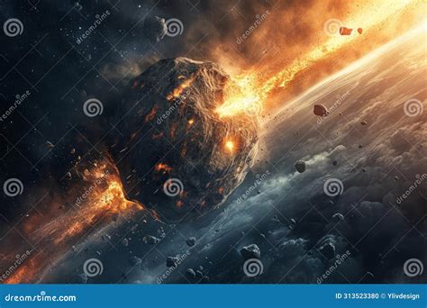 Frightening Asteroid Earth Collision. Generate Ai Stock Photo - Image ...