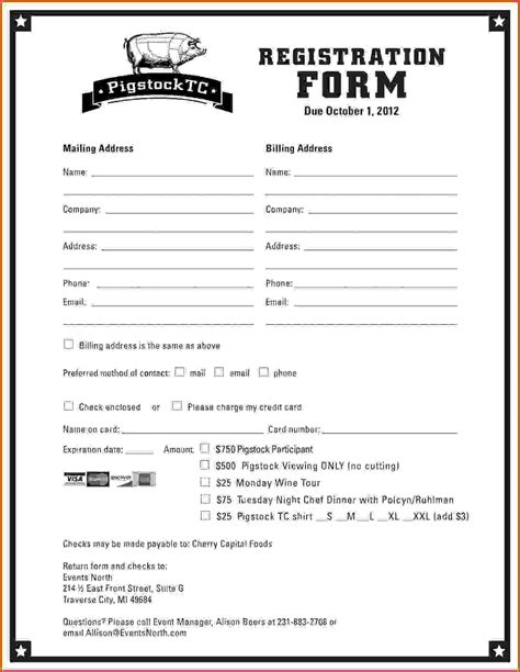 Printable Event Registration Form Template - Printable Forms Free Online