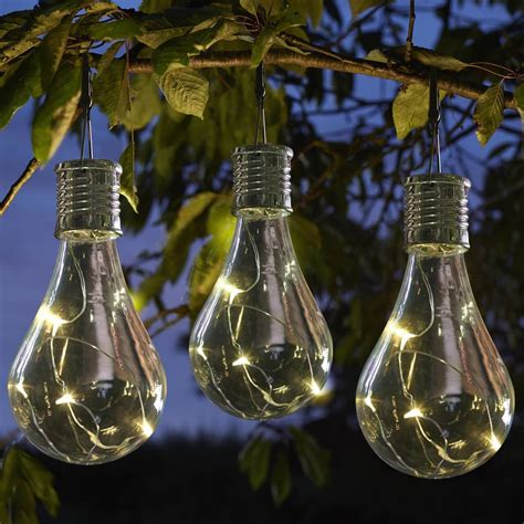 set of six solar lightbulb hanging garden lights by london garden trading | notonthehighstreet.com