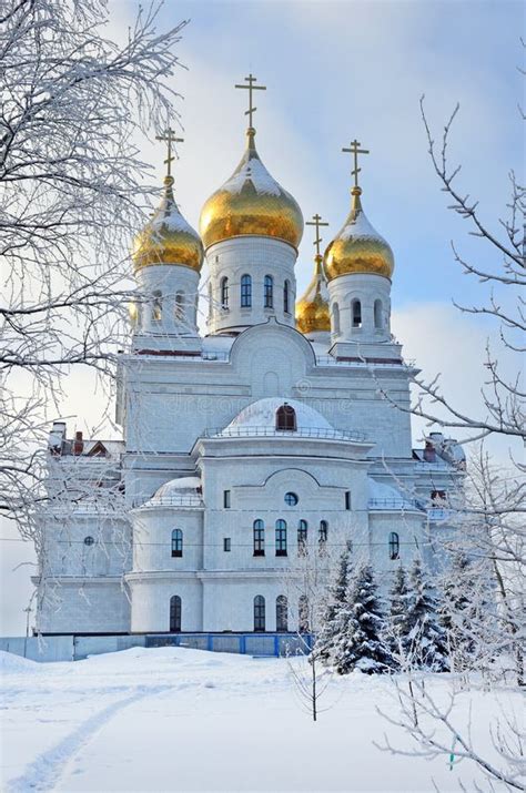 Cathedral of Archangel Michael in Winter in Arkhangelsk, Russia Stock ...