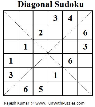 Diagonal Sudoku (Mini Sudoku Series #17)-Fun With Puzzles