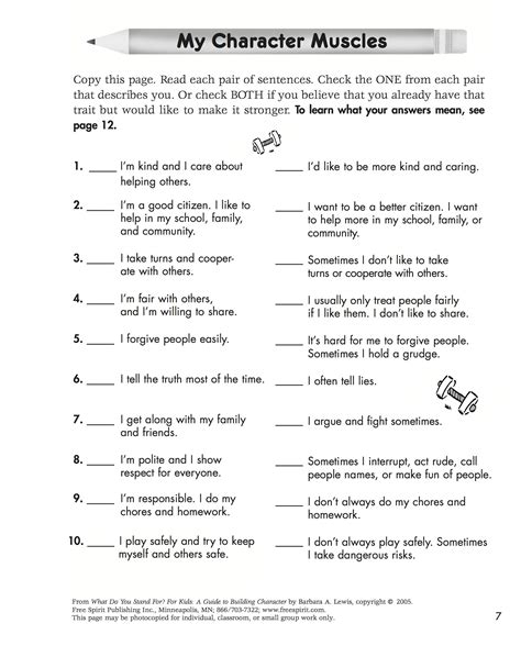 Free Character Building Worksheets - worksheeta