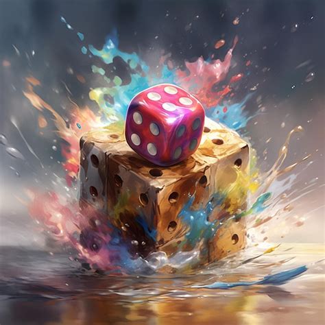 Premium AI Image | A painting of a dice that has a splash of paint on it.