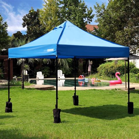 420D Oxford Heavy Duty Outdoor Easy Pop Up Instant Canopy Party Tent with 4 Sand Bags Blue 10 x ...