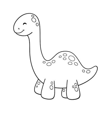 Premium Vector | Cartoon cute dinosaur Brontosaurus Coloring book page with colorful template ...