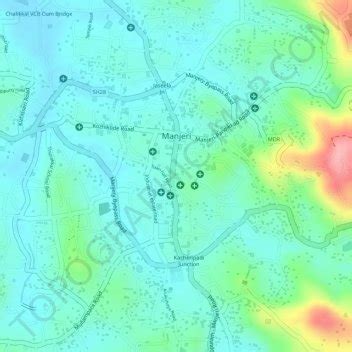 Manjeri topographic map, elevation, terrain