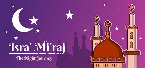 Isra And Mi Raj With Elegant Purple Gradation Background With ...