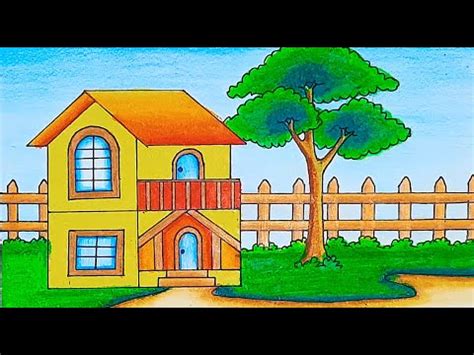 Drawing House beautiful Village || house scenery How to Draw a house scenery || House Drawing ...
