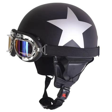 Unisex New Vintage Star Stripes Motorcycle Helmets Open Face Half ...