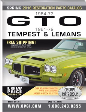 2016 edition 1964-73 GTO, 1961-73 Tempest & LeMans Restoration Parts Catalog | OPGI Blog