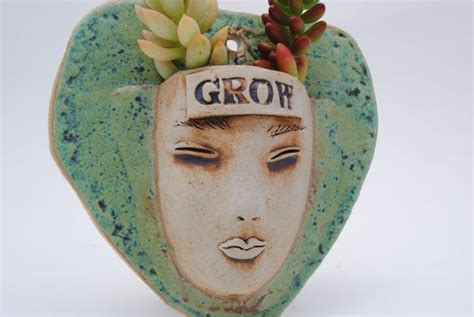 Ceramic face planter garden art mask wall planter head planter | Etsy | Garden art, Face ...