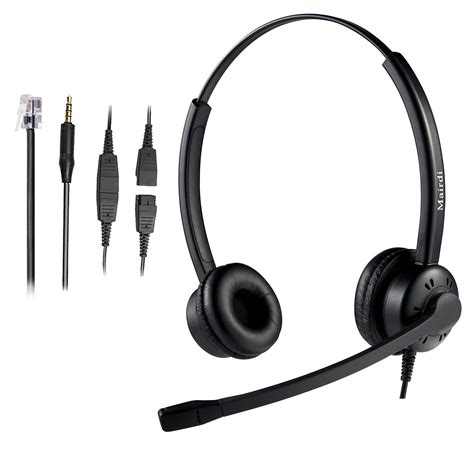 Buy Phone Headset with Microphone Noise Canceling, Duo Call Center ...