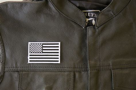 Subdued Black White American Flag Embroidered Iron On Patch ...