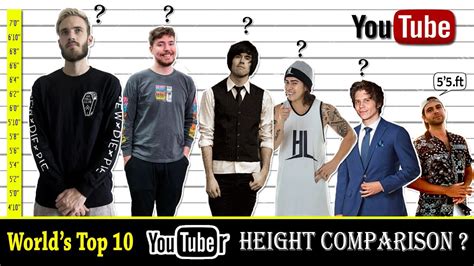 World's Top 10 YouTuber's Height/Age Comparison [2021] | Height ...