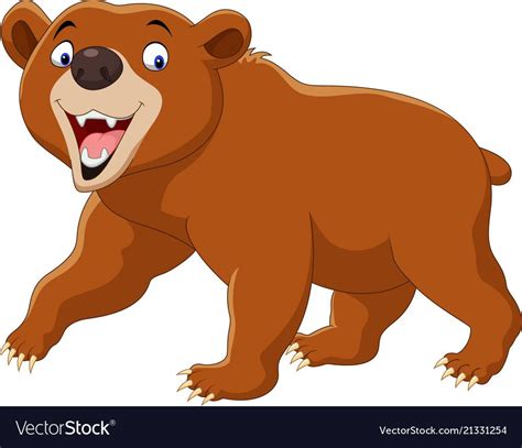 Cartoon brown bear isolated on white background vector image on ...