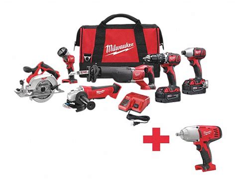 MILWAUKEE, 18 V Volt, 7 Tools, Cordless Combination Kit - 643F85|2696 ...