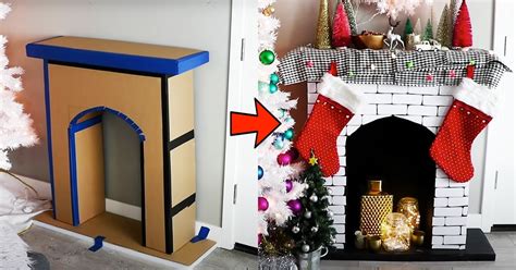 DIY Faux Fireplace Made Out Of Cardboard