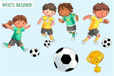 Kids Playing Soccer Clip Art Collection