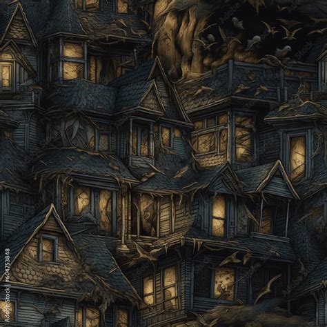 Explore our eerie collection of haunted house patterns, artfully ...