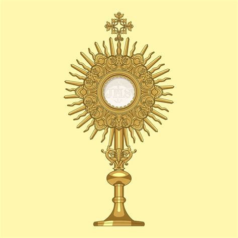 Monstrance for the exposition of the Blessed Sacrament of the Eucharist Colored Vector ...