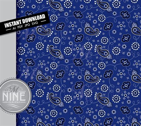 Navy Blue Bandana Pattern Seamless Printable Navy Blue Bandana Vector Download Navy Blue Bandana ...