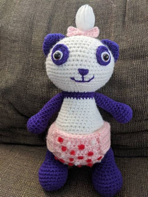 Crochet Purple Panda Plushie Word Party Lulu-Inspired | Etsy