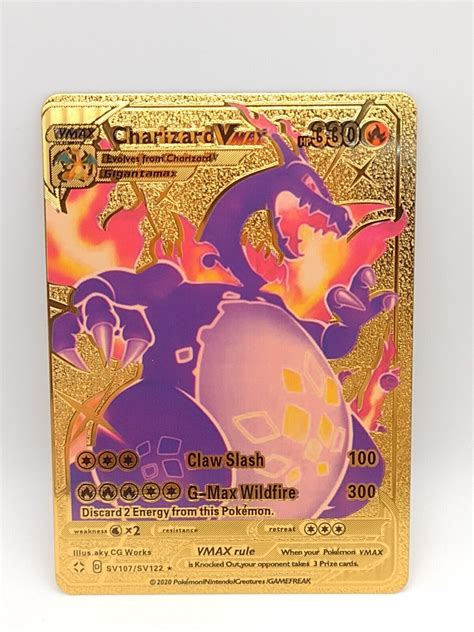 Mavin | Shiny Black Charizard VMAX GOLD METAL CARD NM CARD