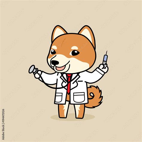 Cute cartoon character design Shiba Inu dog in Doctor costume Stock Vector | Adobe Stock