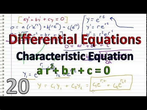 Differential Equations - 20 - Characteristic Equation (2nd Order) - YouTube