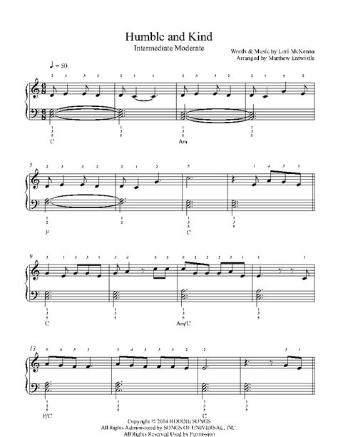 Humble and Kind by Tim McGraw Sheet Music & Lesson | Intermediate Level